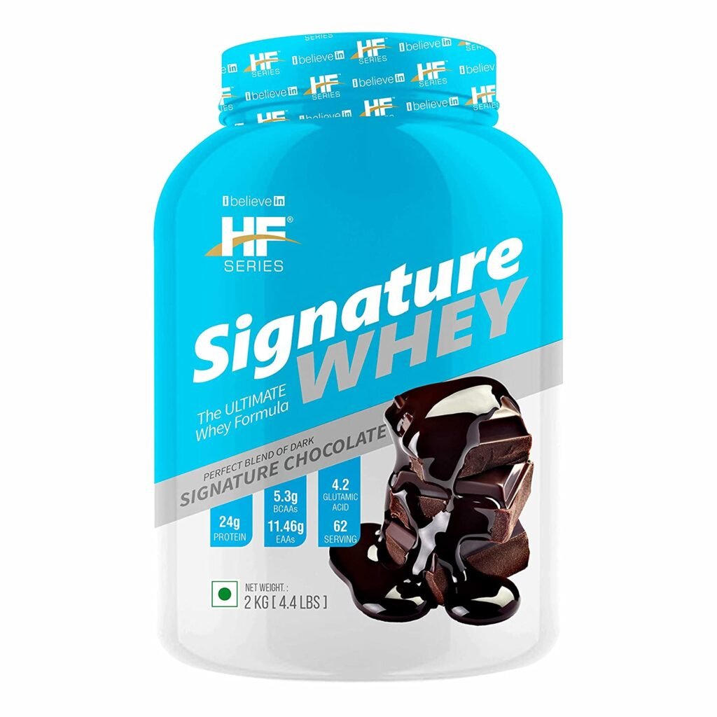 HF Series Signature Whey protein Powder|With added EAA and Glutamine|62 servings|Build Lean and Bigger Muscles|2Kg|Flavour-Signature Chocolate