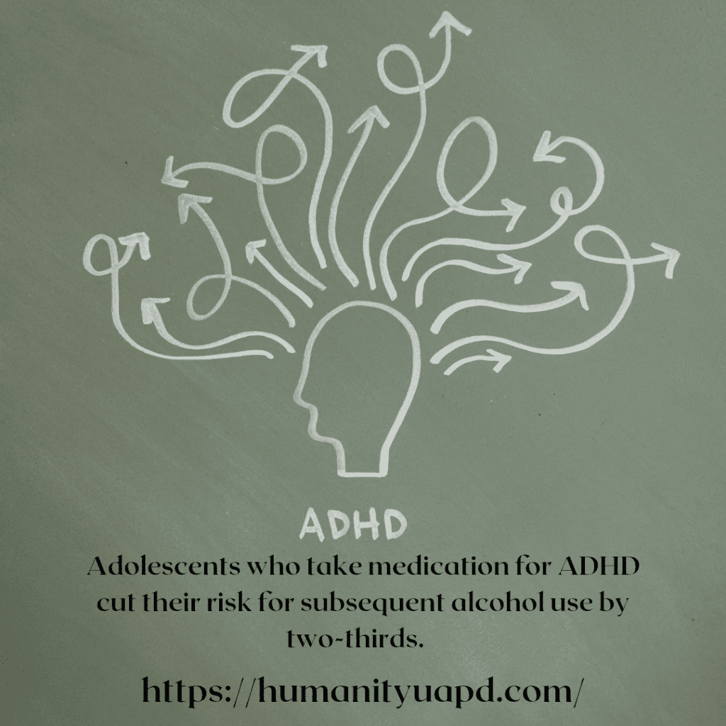 Adolescents who take medication for ADHD cut their risk for subsequent alcohol use by two-thirds.