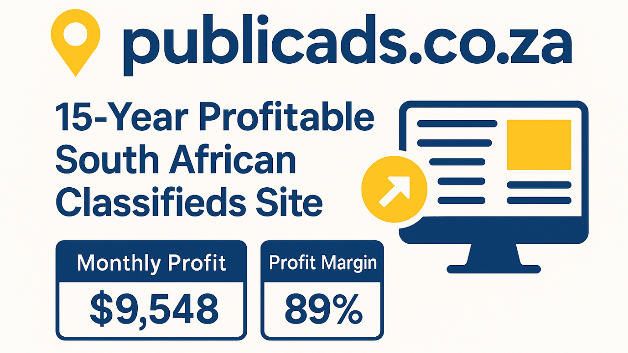 Publicads.co.za for Sale (SA): 15-Yr Proven Winner 1 Publicads.co.za